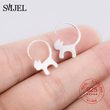 SMJEL 925 Sterling Silver Cat With Long Tail Earrings for Women Girls Lovely Tiny Cat Stud Earrings Hypoallergenic Post S925 2024 - buy cheap