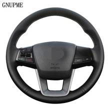 Hand-stitched DIY Black Artificial Leather Car Steering Wheel Cover For Hyundai ix25 2014 2015 2016 Creta 2016 2017 2024 - buy cheap