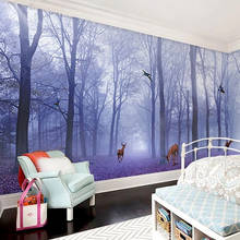 Custom Large Mural Wallpaper 3D Purple Forest Elk Landscape Wall Painting Living Room TV Sofa Bedroom Papel De Parede Wallpapers 2024 - buy cheap