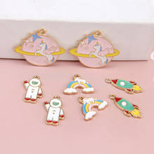 10pcs astronaut rocket unicorn qainbow alloy Charms Pendants for Decoration Bracelets Necklace Earring KeyChain Jewelry Making 2024 - buy cheap