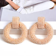 ZA New Dangle Earrings Studded With Full Pearl Fine Jewelry White Simple Accessories Dangle Round-Shaped Earrings For Women 2024 - buy cheap