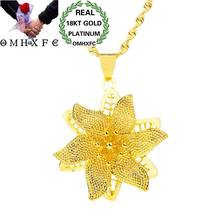 OMHXFC Wholesale European Fashion Woman Girl Party Birthday Wedding Gift Vintage Bauhinia 18KT Real Gold Charm Pendant PN47 2024 - buy cheap