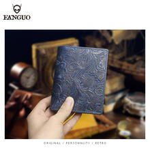 Embossed Pattern Men's Wallet Genuine Leather Vintage Short Wallets Card Slots Photo Holder Purse Thin Large Capacity Money Bag 2024 - buy cheap