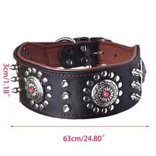 Adjustable Stylish Leather Dog Collar Studded Soft Padded Inside Brown Leather 2024 - buy cheap