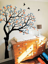 Large Tree Landscape Wall Sticker Branches Birds Removable Art Decals PVC Poster Stickers For Baby Kids Room Home Decor LL2367 2024 - buy cheap