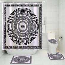 4pcs Bathroom Shower Curtain Hollow Shape Print Luxury Waterproof Bath Curtain Set Toilet Cover Mat Non-Slip Bathroom Rug Set 2024 - buy cheap