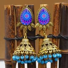 Vintage Gold Metal Acrylic colorful Beads Tassel Indian Jhumka Earrings for Women Festival Party Enthnic Gypsy  Jewelry 2024 - buy cheap