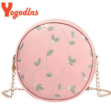 Yogodlns Embroidery Crossbody Bag Women PU Leather Small Round Bag Designer Handbag Fashion Chain Shoulder Bag Lady Phone Purse 2024 - buy cheap