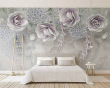 Wellyu-papel de parede personalizado 2019, flor de lavanda, 3d, em relevo, decoração da casa, fundo de tv 2024 - compre barato