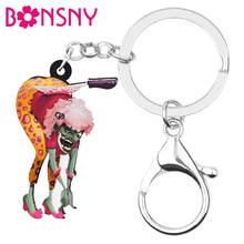 Bonsny Acrylic Halloween Evil Zombie Keychains Realistic Printing Keyring Jewelry For Women Kid Classic Gift Purse Accessories 2024 - buy cheap