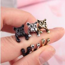 Adjustable Retro Bulldog Animal Opening Rings for Children Best Friends Wrap Rings Antique Black for Pets Puppy 2024 - buy cheap