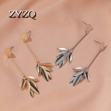 ZYZQ Long Fringed Earrings Retro Frosted Leaves Earrings Personality Wild Earrings For Women 2024 - buy cheap