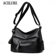ACELURE  Female Messenger Bags Ladies Handbags Solid Shoulder Bags for Women Casual Fashion Soft Black PU Leather Crossbody Bags 2024 - buy cheap