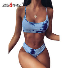 SEBOWEL 2020 traje de baño femenino Tie-dye de conjunto de bikinis de verano Mujer imprimir Top sujetadores + bragas trajes de dos piezas 2024 - compra barato