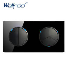 Interruptor de luz parede com clique aleatório, painel de vidro cristal com indicador led 16a, 5 gang, 2 direções