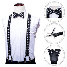 6 clipes masculino cinta de suspensão de seda preto branco pontos elásticos calças suspensórios cinta vintage ajustável para camisa terno BD-2003 2024 - compre barato