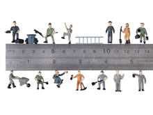 Set of 25 Railway Worker Painted Figures with Tools 1:87 Crew Scenery Micro Landscape Park Miniature 2024 - buy cheap