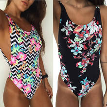 Women Sexy Floral Printing One Piece Swimsuit Monokini Backless V-neck Push Up Padded Bikini Swimwear Bathing Suit 2024 - buy cheap
