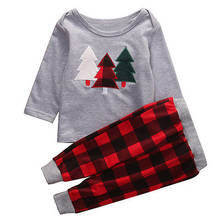 Emmamaby 2019 niños bebé niño de manga larga conjunto de ropa de Navidad camiseta + pantalones a cuadros 2 uds. Trajes ropa de niños de Navidad 2024 - compra barato