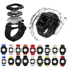Correa de silicona con funda impermeable para Apple Watch Series 5 y 4, funda de protección completa para Apple iWatch de 40mm y 44mm 2024 - compra barato