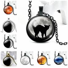 2020 New Accessories Earth Full Moon 3 Color Retro Necklace Jewelry Glass Convex Round Pendant Jewelry Charm Gift 2024 - buy cheap