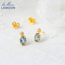 Lamoon vingtate 925 brincos de prata, brincos pequeno naturais de londres azul topázio 14k joias finas banhadas a ouro lmei127 2024 - compre barato