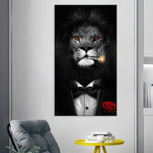 Картина на холсте с изображением Льва, деловой костюм джентльмена, постер с животным принтом, Настенная картина для гостиной, украшение для дома, без рамки 2024 - купить недорого