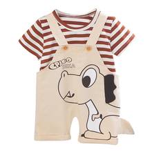 Baywell-Conjunto de ropa de verano para bebés, traje a rayas + Camiseta de dinosaurio, trajes infantiles, 2 uds. 2024 - compra barato