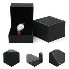 Caja de almacenamiento de reloj de cuero de imitación, estuche de exposición de joyería a prueba de polvo, organizador de regalo 2024 - compra barato