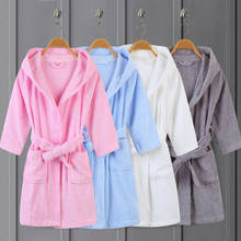 Банный халат детский однотонный банный халат из 100% хлопка плюшевая ткань Пижама детский халат для младенцев ночная рубашка для мальчиков и девочек 2024 - купить недорого