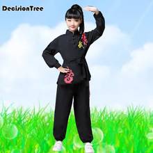 2021 chinês tai uniforme wushu kung fu roupas crianças conjuntos de artes marciais wing chun terno meninas meninos trajes palco desempenho 2024 - compre barato