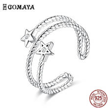 GOMAYA Adjustable Finger Ring For Women Inlay Cubic Zirconia Star S925 Sterling Silver Rings Double Twisted Rope Shape Jewelry 2024 - buy cheap