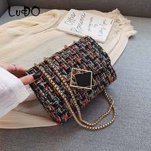 LUCDO 2021 New Chain Plaid Wool Women Bags Designer Purses and Handbags Ladies Shoulder Crossbody Bag Female Hairy Messenger Bag 2024 - buy cheap