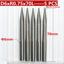 6mm*R0.75*70L-5PCS,CNC Solid carbide End Mill,woodworking insert router bit,Taper ball nose milling cutter,deep relief 2024 - buy cheap