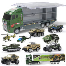 11 pçs/set 2in 1 veículo fora de estrada mini veículo militar diecast carriertruck modelo de veículos de brinquedo com ejeção & carry função 2024 - compre barato