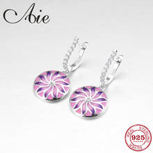Authentic 925 Sterling Sparkling Clear CZ like Pink Beautiful Flowers Stud Earrings For women s luxury Party Jewelry 2024 - buy cheap