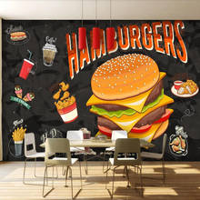Milofi Custom Large 3D Wallpaper Mural Western Burger Fried Chicken Fast Food Restaurant Food Background Wall Decoration Mural 2024 - buy cheap