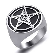 Vintage Men's Metal Ring Motorcycle Party Hexagram Star Goat Satan Punk Ring Personality Hip Hop Jewelry Accessories 2024 - buy cheap