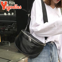 Yogodlns Women Waist bag Pure Color Shell Leather Chest Bag Large Capacity Zipper Banana Bags Messenger Shoulder Bag 2024 - buy cheap