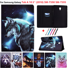 Чехол для планшета Samsung Galaxy Tab A, A2, SM-T590, 10,5, 2018, из искусственной кожи, с рисунком льва, волка, Galaxy Tab A, 10, 5, SM-T595 2024 - купить недорого
