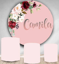 Circle backdrop round Pink flower wedding kids baby shower birthday party decor customize photo background table cover YY-94 2024 - buy cheap