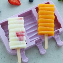 Симпатичная мультяшная полосатая форма для мороженого силиконовая форма для Фруктового мороженого на палочке многоразовая форма для фруктового льда без БФА с крышками и палочками 2024 - купить недорого