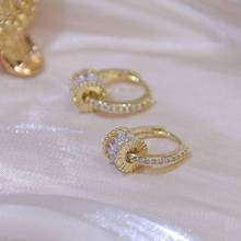 Joyería delicada japonesa y coreana para mujer, pendientes de tuerca geométricos de circón AAA chapados en oro de 14K, pendientes de diamantes de lujo 2024 - compra barato