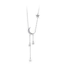 925 Sterling Silver Fashion Clavicle Chain Simple Temperament Personality Moon and the Stars Tassel Necklace for Student Female 2024 - buy cheap