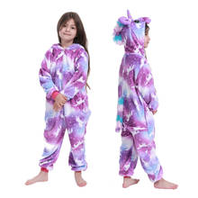 Winter Flannel Kigurumi Unicorn Pajamas Children One Piece Hooded Pajamas Unicorn Pijamas for 4-12Years Children's Sleepwear 2024 - buy cheap