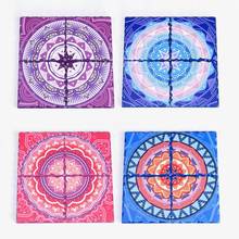 4Pcs Creative Mandala Flower Placemat Square Ceramics Cork Table Mat Kitchen Accessories Heat Insulation Coaster Pad Plate 2024 - buy cheap