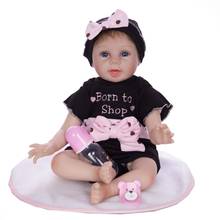 NPK-Muñeca de silicona suave de 22 pulgadas para niños, muñeco de bebé realista, con sonrisa, cuerpo de algodón PP, 55cm 2024 - compra barato