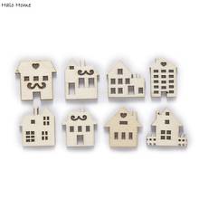 30pcs House Hollow Mixed Wooden Chips for Scrapbooking Embellishments Festival Home Party Handmade Decor Accessories 30mm 2024 - buy cheap