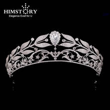Himstory Sparkling Zircon Wedding Tiaras Crowns European Leave Bridal Hairbands Crystal Brides Hair Accessories Prom Hair Jewelr 2024 - buy cheap