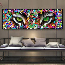 Modern Graffiti Art Tiger with Fierce Green Eyes Posters and Prints Canvas Paintings Wall Art Pictures for Living Room Decor 2024 - buy cheap